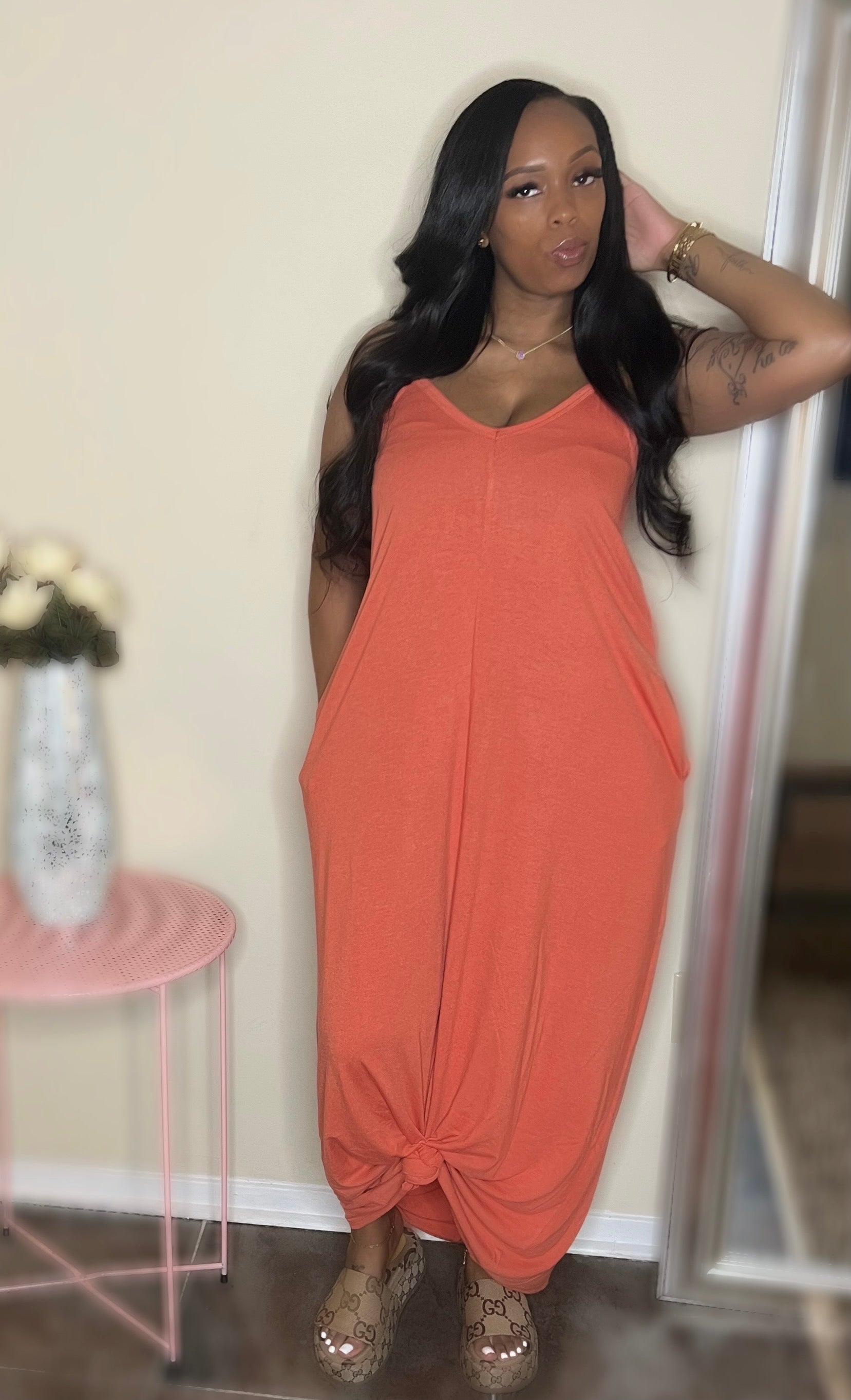 V-NECK CAMI MAXI DRESS