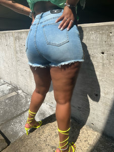 Cheeky Distressed Denim Shorts