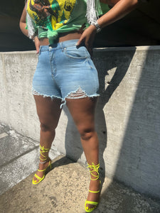 Cheeky Distressed Denim Shorts