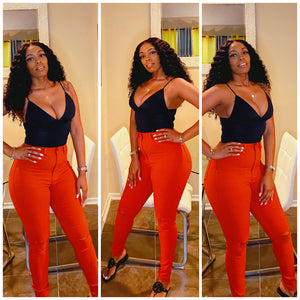 High Waisted Jeans with Slits at the Knee